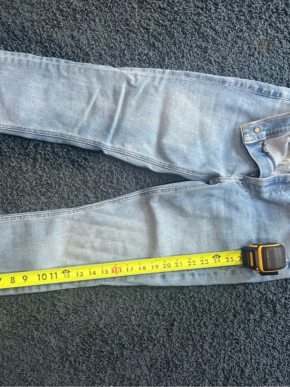 MOTHER Light Blue Denim Jeans with Tan Leather Patch - Picture 2 of 5